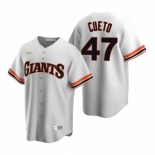 Men's Nike San Francisco Giants #47 Johnny Cueto White Cooperstown Collection Home Stitched Baseball Jersey