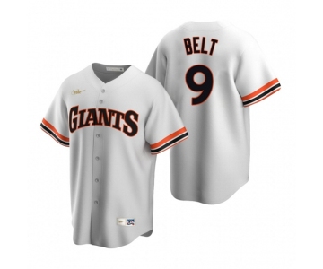 Men's Nike San Francisco Giants #9 Brandon Belt White Cooperstown Collection Home Stitched Baseball Jersey