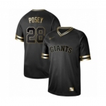 Men's San Francisco Giants #28 Buster Posey Authentic Black Gold Fashion Baseball Jersey