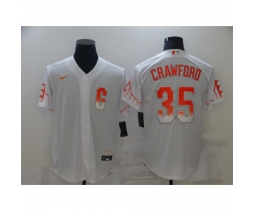 Men's San Francisco Giants #35 Brandon Crawford White 2021 City Connect Replica Player Jersey