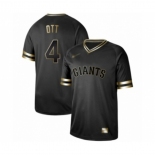 Men's San Francisco Giants #4 Mel Ott Authentic Black Gold Fashion Baseball Jersey