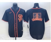 Men's San Francisco Giants Black Team Big Logo Cool Base Stitched Baseball Jersey