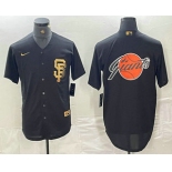 Men's San Francisco Giants Team Big Logo Black Gold Cool Base Stitched Baseball Jerseys