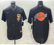 Men's San Francisco Giants Team Big Logo Black Gold Cool Base Stitched Baseball Jerseys