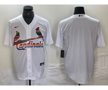 Men's St Louis Cardinals Blank White Rainbow Stitched MLB Cool Base Nike Jersey