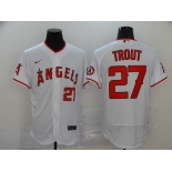  Nike Men's Los Angeles Angels of Anaheim #27 Mike Trout White Home Flex Base Authentic Collection Baseball Jersey