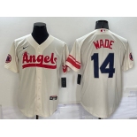 Men's Los Angeles Angels #14 Tyler Wade Cream 2022 City Connect Cool Base Stitched Jersey