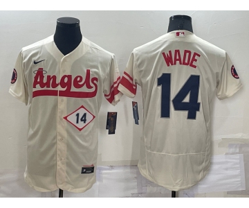 Men's Los Angeles Angels #14 Tyler Wade Number Cream 2022 City Connect Flex Base Stitched Jersey