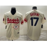 Men's Los Angeles Angels #17 Shohei Ohtani Number Cream 2022 City Connect Cool Base Stitched Jersey