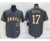 Men's Los Angeles Angels #17 Shohei Ohtani Number Grey 2022 All Star Stitched Cool Base Nike Jersey