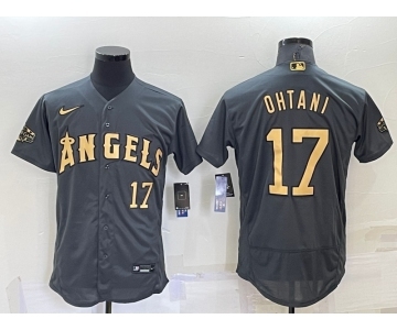 Men's Los Angeles Angels #17 Shohei Ohtani Number Grey 2022 All Star Stitched Flex Base Nike Jersey