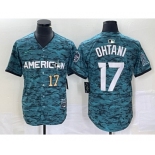 Men's Los Angeles Angels #17 Shohei Ohtani Number Teal 2023 All Star Cool Base Stitched Jersey