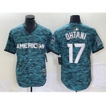 Men's Los Angeles Angels #17 Shohei Ohtani Teal 2023 All Star Cool Base Stitched Jersey1