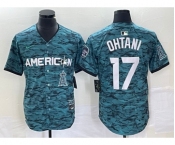 Men's Los Angeles Angels #17 Shohei Ohtani Teal 2023 All Star Cool Base Stitched Jersey