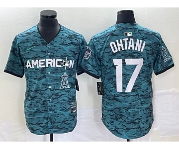 Men's Los Angeles Angels #17 Shohei Ohtani Teal 2023 All Star Cool Base Stitched Jersey