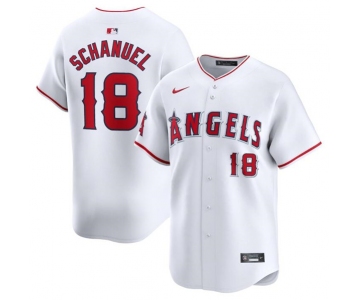 Men's Los Angeles Angels #18 Nolan Schanuel White Home Limited Baseball Stitched Jersey