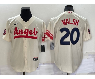 Men's Los Angeles Angels #20 Jared Walsh Cream 2022 City Connect Cool Base Stitched Jersey