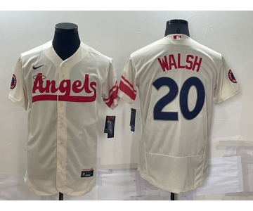 Men's Los Angeles Angels #20 Jared Walsh Cream 2022 City Connect Flex Base Stitched Jersey