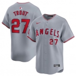 Men's Los Angeles Angels #27 Mike Trout Gray Away Limited Baseball Stitched Jersey