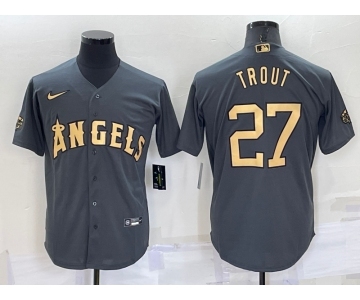 Men's Los Angeles Angels #27 Mike Trout Grey 2022 All Star Stitched Cool Base Nike Jersey