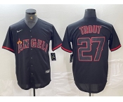 Men's Los Angeles Angels #27 Mike Trout Lights Out Black Fashion Cool base Nike Jersey