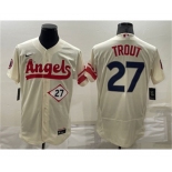 Men's Los Angeles Angels #27 Mike Trout Number Cream 2022 City Connect Flex Base Stitched Jersey