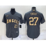 Men's Los Angeles Angels #27 Mike Trout Number Grey 2022 All Star Stitched Cool Base Nike Jersey