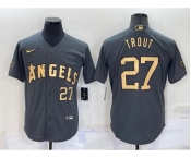 Men's Los Angeles Angels #27 Mike Trout Number Grey 2022 All Star Stitched Cool Base Nike Jersey