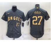 Men's Los Angeles Angels #27 Mike Trout Number Grey 2022 All Star Stitched Flex Base Nike Jersey