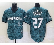 Men's Los Angeles Angels #27 Mike Trout Teal 2023 All Star Cool Base Stitched Jersey1