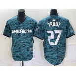 Men's Los Angeles Angels #27 Mike Trout Teal 2023 All Star Cool Base Stitched Jersey