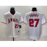 Men's Los Angeles Angels #27 Mike Trout White Cool Base Nike Jersey