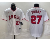 Men's Los Angeles Angels #27 Mike Trout White Cool Base Nike Jersey