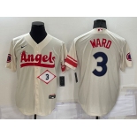 Men's Los Angeles Angels #3 Taylor Ward Number Cream 2022 City Connect Cool Base Stitched Jersey