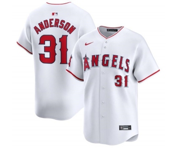 Men's Los Angeles Angels #31 Tyler Anderson White Home Limited Baseball Stitched Jersey