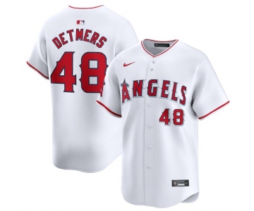 Men's Los Angeles Angels #48 Reid Detmers White Home Limited Stitched Baseball Jersey