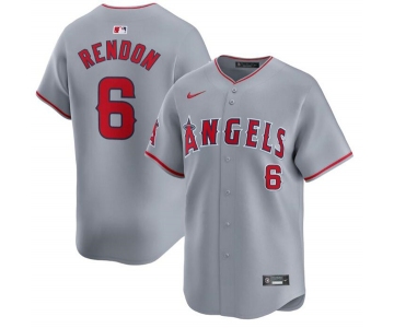 Men's Los Angeles Angels #6 Anthony Rendon Gray Away Limited Baseball Stitched Jersey