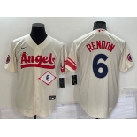 Men's Los Angeles Angels #6 Anthony Rendon Number Cream 2022 City Connect Cool Base Stitched Jersey