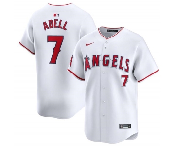 Men's Los Angeles Angels #7 Jo Adell White Home Limited Baseball Stitched Jersey