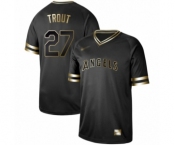 Men's Los Angeles Angels of Anaheim #27 Mike Trout Authentic Black Gold Fashion Baseball Jersey