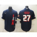 Men's Los Angeles Angels of Anaheim #27 Mike Trout Navy 2021 All-Star Game Replica Player Jersey