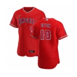 Men's Nike Los Angeles Angels #10 Justin Upton Red Alternate 2020 Authentic Player Baseball Jersey