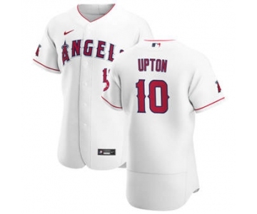 Men's Nike Los Angeles Angels #10 Justin Upton White Home 2020 Authentic Player Baseball Jersey