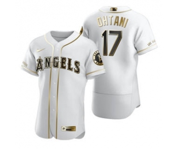 Men's Nike Los Angeles Angels #17 Shohei Ohtani White 2020 Authentic Golden Edition Baseball Jersey