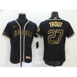 Men's Nike Los Angeles Angels #27 Mike Trout  Black Gold Flex Base Authentic Baseball Jersey