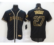 Men's Nike Los Angeles Angels #27 Mike Trout  Black Gold Flex Base Authentic Baseball Jersey