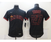 Men's Nike Los Angeles Angels #27 Mike Trout  Black Red Flex Base Authentic Baseball Jersey