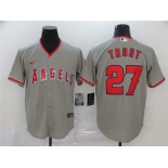 Men's Nike Los Angeles Angels #27 Mike Trout Gray Road Stitched Baseball Jersey