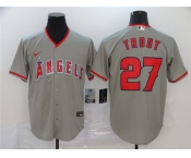 Men's Nike Los Angeles Angels #27 Mike Trout Gray Road Stitched Baseball Jersey