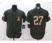 Men's Nike Los Angeles Angels #27 Mike Trout Green Salute to Service Baseball Jersey